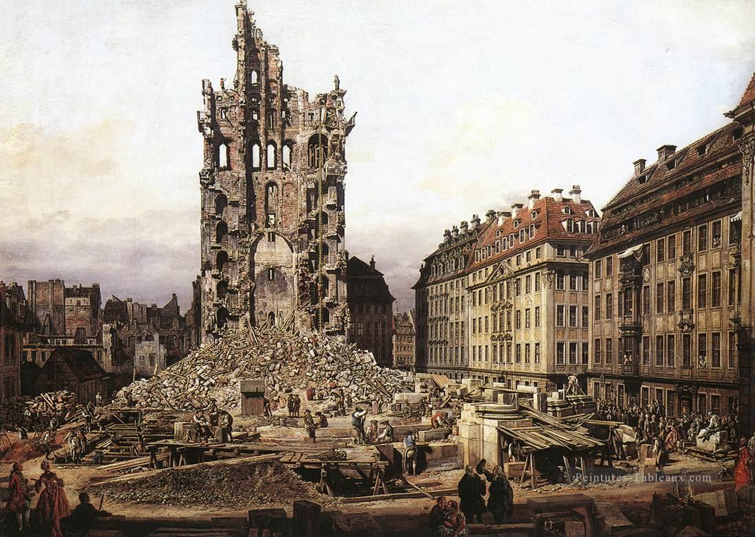 Les ruines de l’ancienne Kreuzkirche à Dresde urbain Bernardo Bellotto Peintures à l'huile